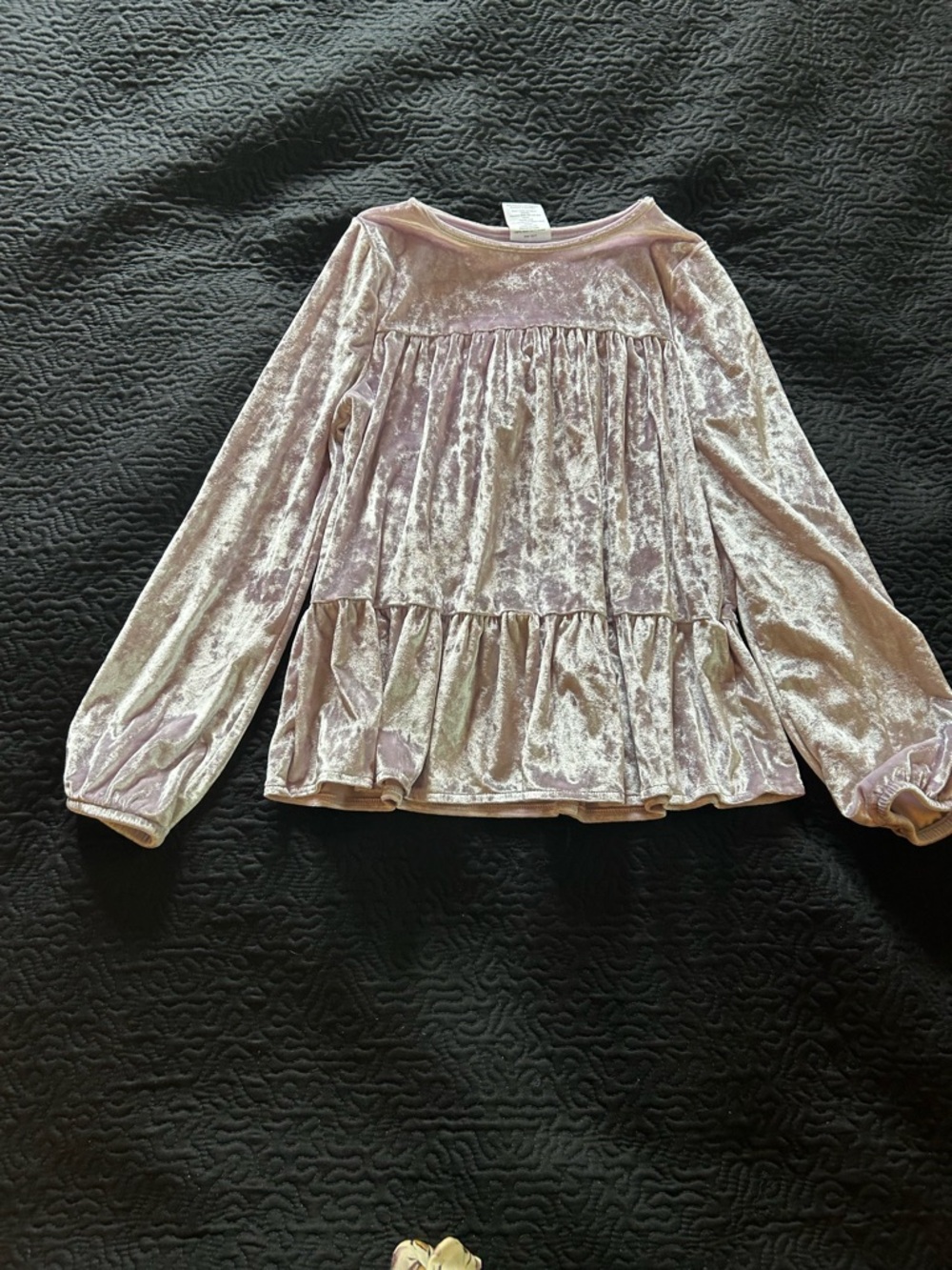 Girls' Velvet Tiered Long-Sleeve Top - Light Lavender
